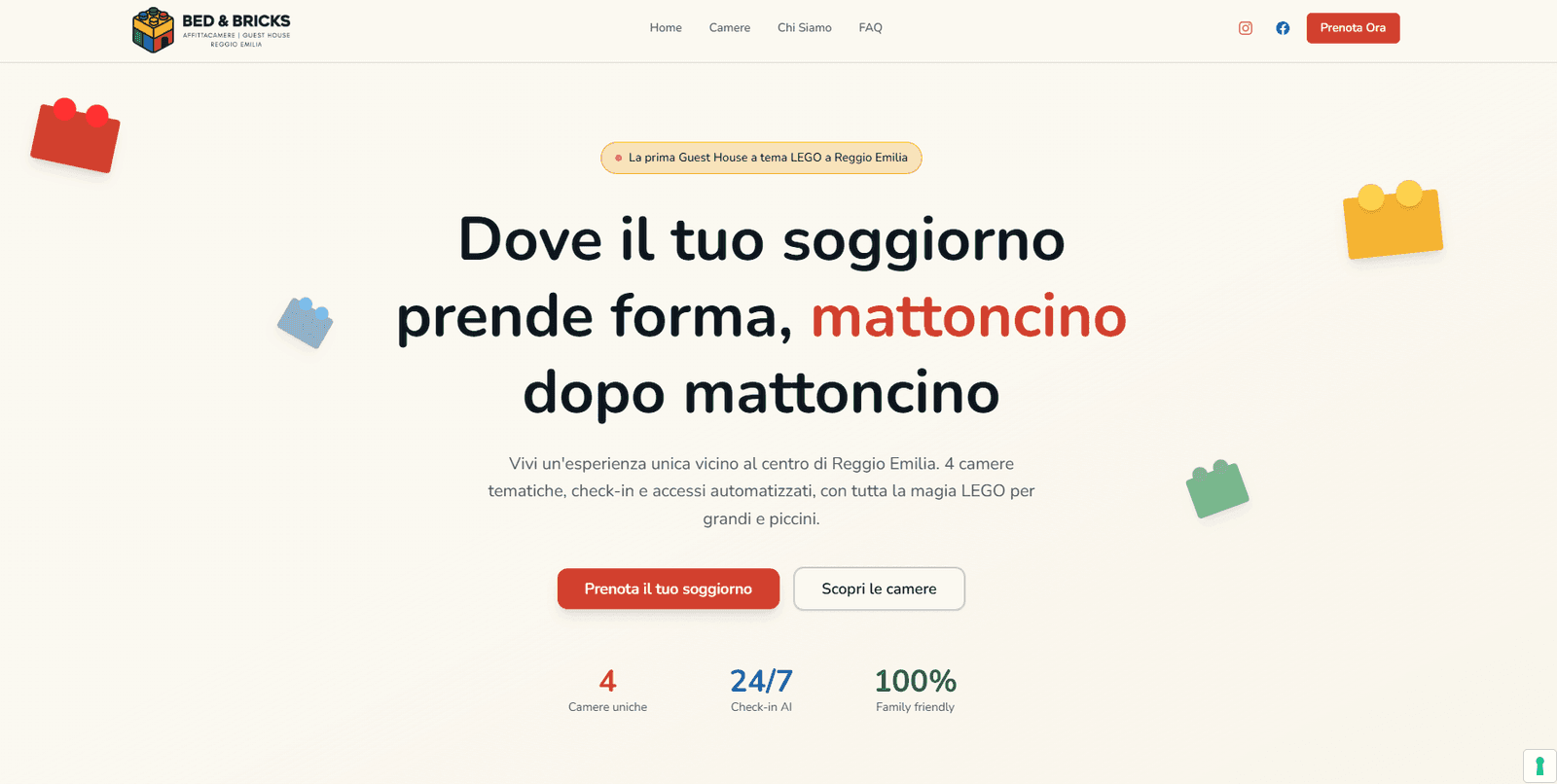 Home page del sito Bed & Bricks